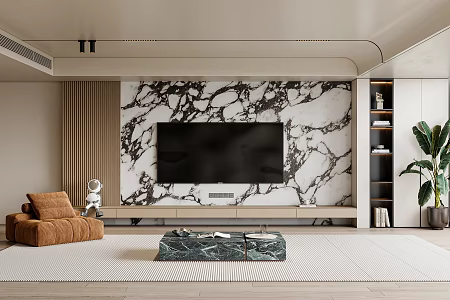 TV background wall TV ornaments 3d model