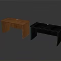 Two Office Desks With Wooden And Black Surfaces In Modern Simple Style