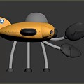 Yellow Toy Robots With Transparent Domes Gray Legs And Black Attachments