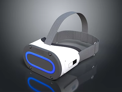 White VR Headset With Gray Strap And Blue Accent Modern Design Features 3d model