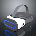 White VR Headset With Gray Strap And Blue Accent Modern Design Features 3d model