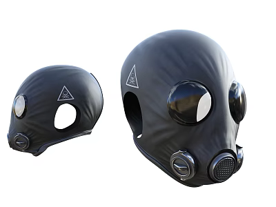Fire Equipment Black Gas Masks With Protective Design For Fire Safety 3d model