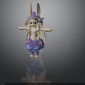 Cute 3D Rabbit Character With Pigtails Purple Outfit Blue Pants And Hat