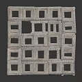 Grey Concrete Block Cube Structure With Square Holes And Stacked Design 3d model