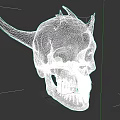 Artistic White Skull Sculpture Carving With Horns And Spikes Details
