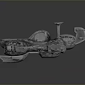 Futuristic Metallic Sci Fi Vehicle Design With Multiple Wings And Cockpit