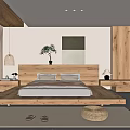 Modern Hotel Guest Room With Wooden Headboard Large Window And Green Outdoor View