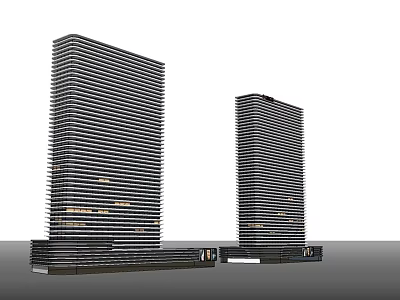 Modern Tall Office Building Twin Towers With Contemporary Glass Facade Design 3d model