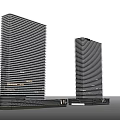 Modern Tall Office Building Twin Towers With Contemporary Glass Facade Design