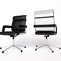 Two Modern Office Chairs Featuring Black Leather And Transparent Backrest With Metal Base And Wheels