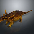 Detailed Armored Dinosaur Model with Spiked Head and Scaly Yellow Brown Body