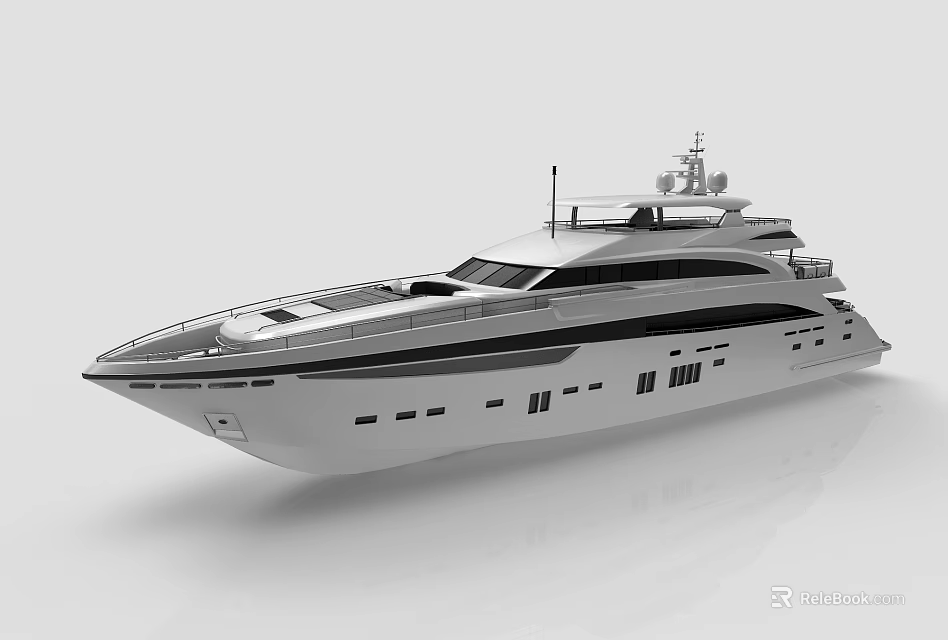 Modern Luxury Yacht With Sleek Exterior Design 3d model 