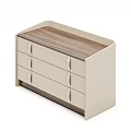 Beige Entryway Side Cabinet with Three Drawers Wooden Top Modern Storage Design