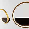 Stylish Modern Circular Wall Lamp with Golden Frame and Illuminated Design