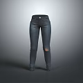 Dark Colored Slim Fit Denim Jeans With Ripped Knees For Casual Fashion Look