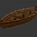 Classic Wooden Boat With Natural Wood Planks And Open Hull Structure Design