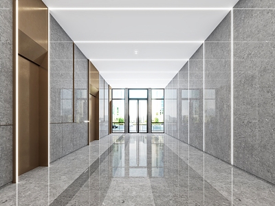 modern elevator hall office elevator hall 3d model