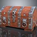 Vintage Wooden Chest With Metal Straps Lion Head Rings And Decorative Clasps