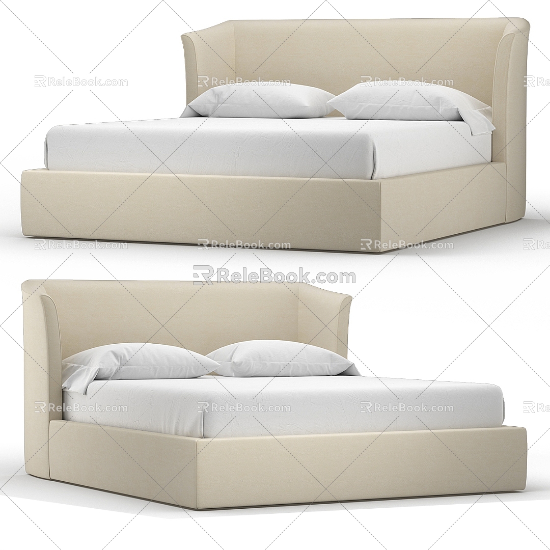 Nordic Simple Bedroom Bed Double Bed Simple Bed Pillow Mattress Bedroom Bed Bed 3d model