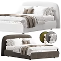 Modern Upholstered Double Bed with Comfortable Pillows Comforter and Blanket and Different Color Headboard Options