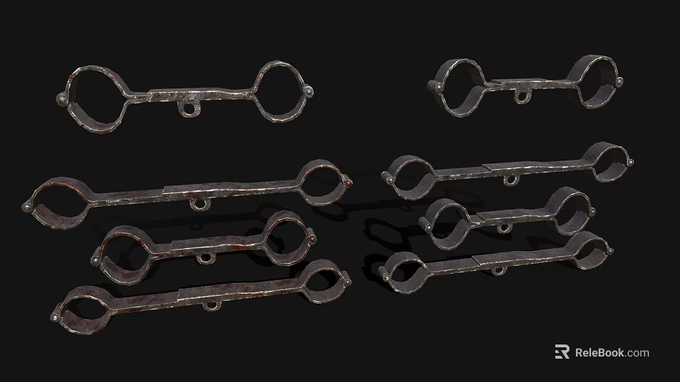 Ancient Metal Weapons With Multiple Iron Rings And Bar Shapes On 3d model 