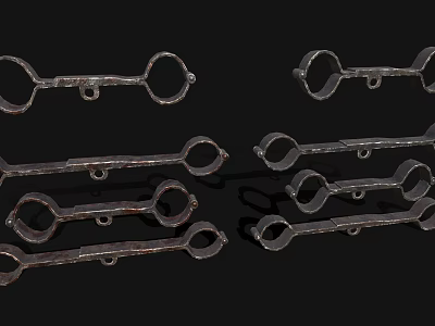 Ancient Metal Weapons With Multiple Iron Rings And Bar Shapes On 3d model