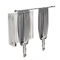 Elegant White Beaded Curtains With Tassel Design Hanging On Metal Curtain Rod