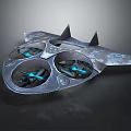 Modern Camouflage Drone Design With Four Rotors Spiked Structure And Blue Lights