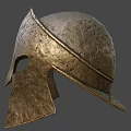 Ancient Spartan Warrior Bronze Helmet With Classic Design And Battle Gear