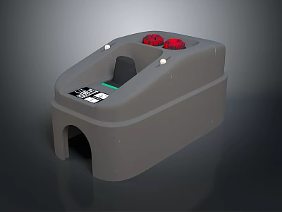 Gray Industrial Device With Red Buttons Black Section Label And Bottom Opening 3d model