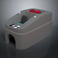 Gray Industrial Device With Red Buttons Black Section Label And Bottom Opening 3d model