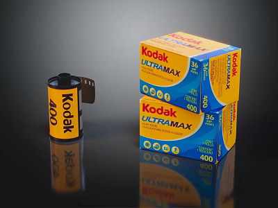 Kodak Ultramax 400 Film Canisters and Boxes Decorative Display Set for Photography Enthusiasts 3d model