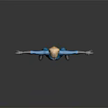 Blonde Female Superhero in Blue Bodysuit with Number 2 Logo Arms Outstretched Gray Background