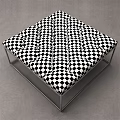 Modern Beige Coffee Table With Tufted Diamond Pattern and Metal Frame for Living Room