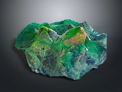 Detailed Colorful Natural Terrain With Green And Orange Textured Surface Features 3d model