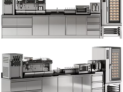 Elegant Modern Kitchen Interior Featuring Stainless Steel Cabinets And Appliances 3d model