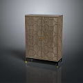 Modern Wooden Cabinet With Hexagonal Pattern Doors Gold Hardware Black Legs And Gold Feet Design