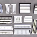 Various Modern Grille Lights Featuring Different Grid Patterns And Styles Displayed 3d model