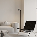 Leisure chair side corner a few black and white gray floor lamp single chair chair Y63 3d model