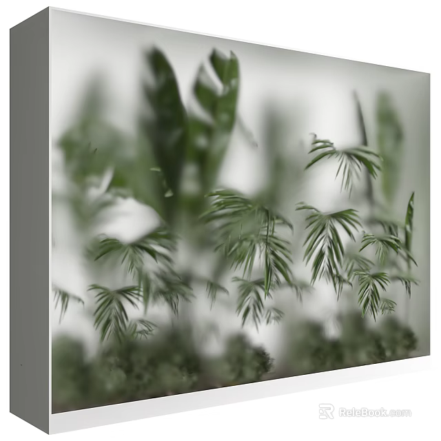 Modern Lightbox Decor With Green Plant Leaves For Stylish Home Interior Design 3d model 