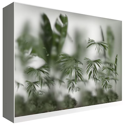Modern Lightbox Decor With Green Plant Leaves For Stylish Home Interior Design 3d model