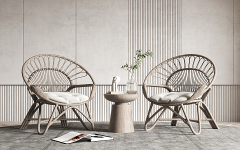 Qui Leisure Table and Chair Combination Rattan Chair 3d model