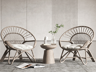 Qui Leisure Table and Chair Combination Rattan Chair 3d model