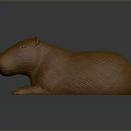 Golden Capybara Game Movie Character Sculpture With Metallic Shiny Surface And Reclining Pose