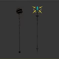 Fantasy Magic Staffs Design With Spiral Green Vines And Yellow Star Blue Gem