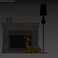 Vintage Fireplace Alex Bowman Marseille Electric Fireplace Tiffany Deer 3d model