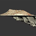 Detailed Unfolded Topographic Map Showing Mountain Terrain Geographic Features