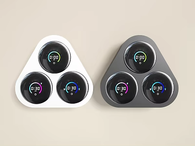 Smart Daily Electrical Appliances Triangular Design White And Black With Three Circular Displays 3d model
