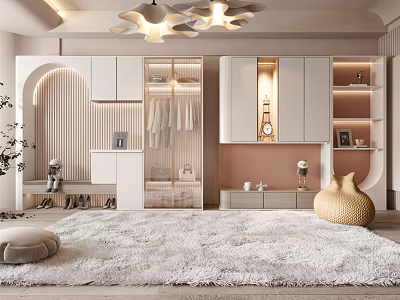 Modern Stylish Shoe Cabinet in Entryway with Practical Storage Design and Decorative Elements 3d model