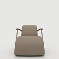 Light Brown Upholstered Accent Chair With Golden Metal Armrests Modern Design Comfortable Seating